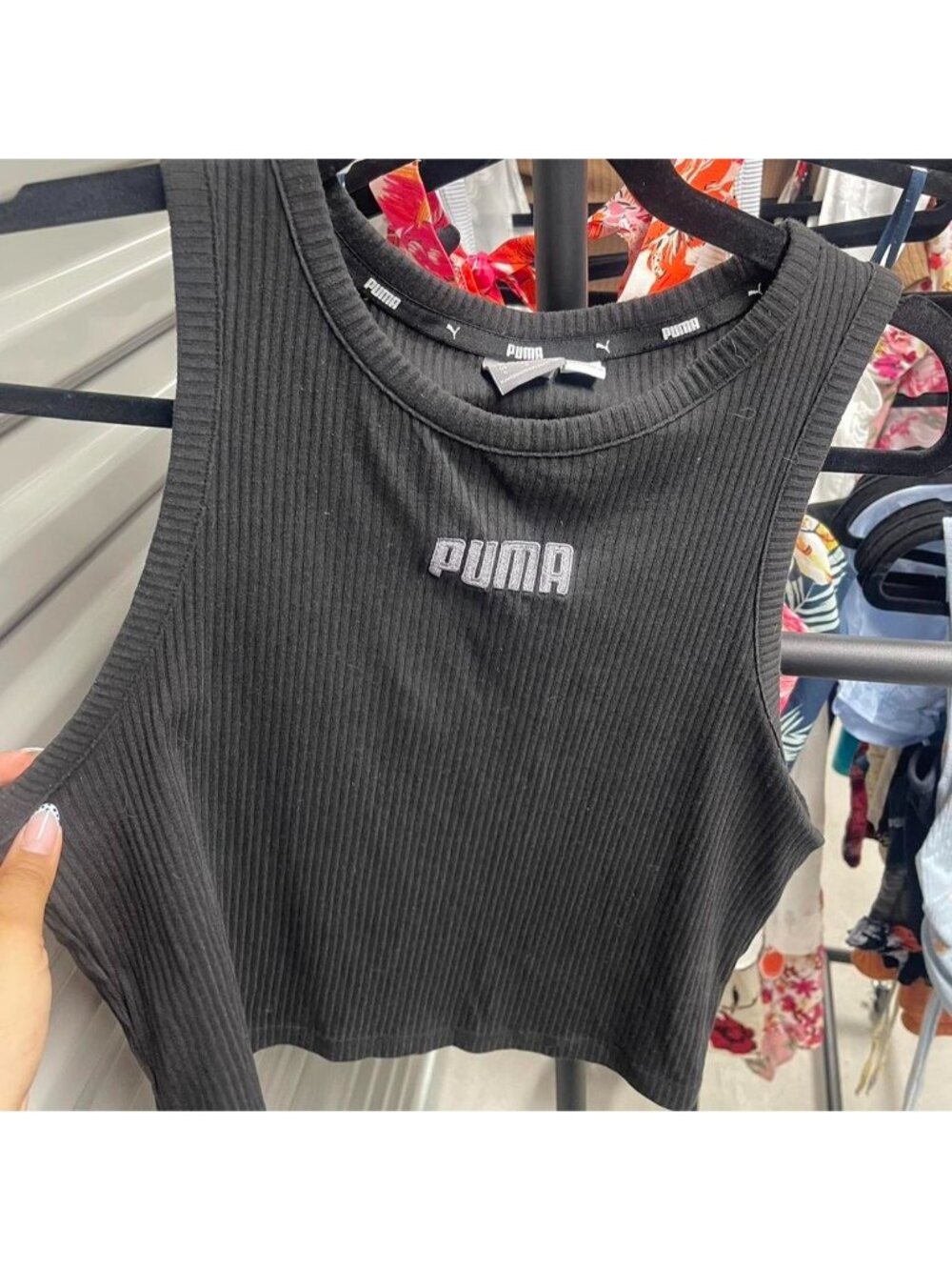 Puma black ribbed tank top Size L #athleisure